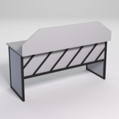 Стол рабочий офисный С-05-1 с экраном СТРОНГ в стиле ЛОФТ декор №2, Серый