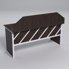 Стол рабочий офисный С-05-1 с экраном СТРОНГ в стиле ЛОФТ декор №2, Дуб Венге + металлический каркас Белый