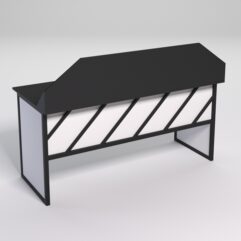 Стол рабочий офисный С-05-1 с экраном СТРОНГ в стиле ЛОФТ декор №2, Черный и Белый