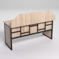 Стол рабочий офисный С-05-1 с экраном СТРОНГ в стиле ЛОФТ декор №3, Дуб Сонома