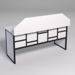 Стол рабочий офисный С-05-1 с экраном СТРОНГ в стиле ЛОФТ декор №3, Белый