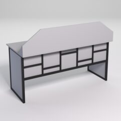 Стол рабочий офисный С-05-1 с экраном СТРОНГ в стиле ЛОФТ декор №3, Серый