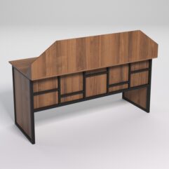 Стол рабочий офисный С-05-1 с экраном СТРОНГ в стиле ЛОФТ декор №3, Орех