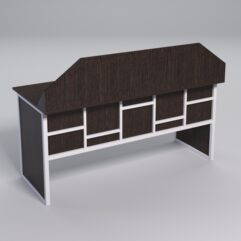 Стол рабочий офисный С-05-1 с экраном СТРОНГ в стиле ЛОФТ декор №3, Дуб Венге + металлический каркас Белый