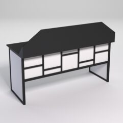 Стол рабочий офисный С-05-1 с экраном СТРОНГ в стиле ЛОФТ декор №3, Черный и Белый