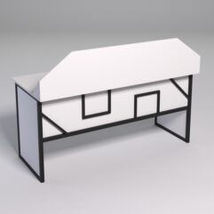 Стол рабочий офисный С-05-1 с экраном СТРОНГ в стиле ЛОФТ декор №4, Белый