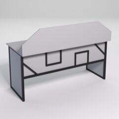 Стол рабочий офисный С-05-1 с экраном СТРОНГ в стиле ЛОФТ декор №4, Серый