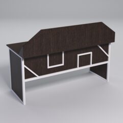 Стол рабочий офисный С-05-1 с экраном СТРОНГ в стиле ЛОФТ декор №4, Дуб Венге + металлический каркас Белый