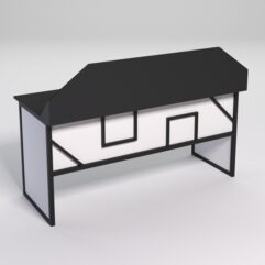 Стол рабочий офисный С-05-1 с экраном СТРОНГ в стиле ЛОФТ декор №4, Черный и Белый