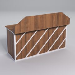 Стол рабочий офисный С-05-1А с экраном СТРОНГ в стиле ЛОФТ декор №2, Орех + металлический каркас Белый