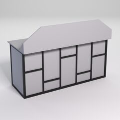 Стол рабочий офисный С-05-1А с экраном СТРОНГ в стиле ЛОФТ декор №3, Серый