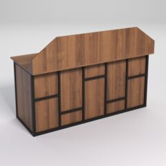 Стол рабочий офисный С-05-1А с экраном СТРОНГ в стиле ЛОФТ декор №3, Орех