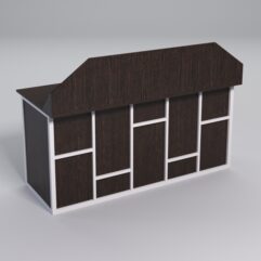 Стол рабочий офисный С-05-1А с экраном СТРОНГ в стиле ЛОФТ декор №3, Дуб Венге + металлический каркас Белый