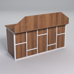 Стол рабочий офисный С-05-1А с экраном СТРОНГ в стиле ЛОФТ декор №3, Орех + металлический каркас Белый