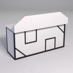 Стол рабочий офисный С-05-1А с экраном СТРОНГ в стиле ЛОФТ декор №4, Белый