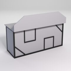 Стол рабочий офисный С-05-1А с экраном СТРОНГ в стиле ЛОФТ декор №4, Серый