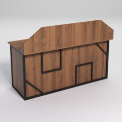 Стол рабочий офисный С-05-1А с экраном СТРОНГ в стиле ЛОФТ декор №4, Орех