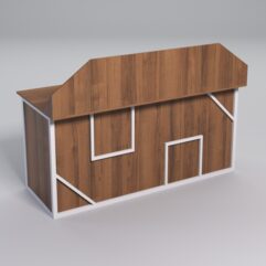 Стол рабочий офисный С-05-1А с экраном СТРОНГ в стиле ЛОФТ декор №4, Орех + металлический каркас Белый