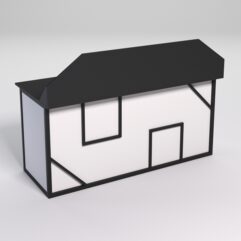 Стол рабочий офисный С-05-1А с экраном СТРОНГ в стиле ЛОФТ декор №4, Черный и Белый