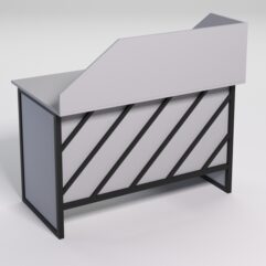 Стол однотумбовый офисный С-06 (левосторонний) с экраном СТРОНГ в стиле ЛОФТ декор №2, Серый