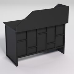 Стол однотумбовый офисный С-06 (левосторонний) с экраном СТРОНГ в стиле ЛОФТ декор №3, Черный