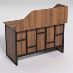 Стол однотумбовый офисный С-06 (левосторонний) с экраном СТРОНГ в стиле ЛОФТ декор №3, Орех