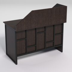 Стол однотумбовый офисный С-06 (левосторонний) с экраном СТРОНГ в стиле ЛОФТ декор №3, Дуб Венге