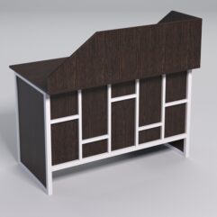 Стол однотумбовый офисный С-06 (левосторонний) с экраном СТРОНГ в стиле ЛОФТ декор №3, Дуб Венге + металлический каркас Белый