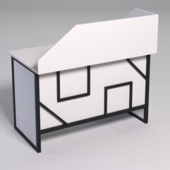 Стол однотумбовый офисный С-06 (левосторонний) с экраном СТРОНГ в стиле ЛОФТ декор №4, Белый