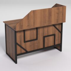 Стол однотумбовый офисный С-06 (левосторонний) с экраном СТРОНГ в стиле ЛОФТ декор №4, Орех