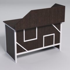 Стол однотумбовый офисный С-06 (левосторонний) с экраном СТРОНГ в стиле ЛОФТ декор №4, Дуб Венге + металлический каркас Белый