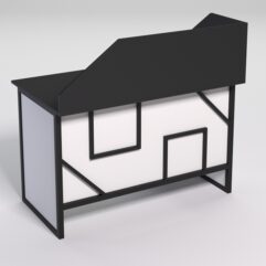 Стол однотумбовый офисный С-06 (левосторонний) с экраном СТРОНГ в стиле ЛОФТ декор №4, Черный и Белый