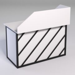 Стол однотумбовый офисный С-06А (левосторонний) с экраном СТРОНГ в стиле ЛОФТ декор №2, Белый