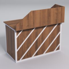 Стол однотумбовый офисный С-06А (левосторонний) с экраном СТРОНГ в стиле ЛОФТ декор №2, Орех + металлический каркас Белый