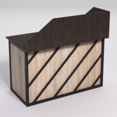 Стол однотумбовый офисный С-06А (левосторонний) с экраном СТРОНГ в стиле ЛОФТ декор №2, Дуб Венге и Дуб Сонома