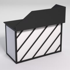 Стол однотумбовый офисный С-06А (левосторонний) с экраном СТРОНГ в стиле ЛОФТ декор №2, Черный и Белый