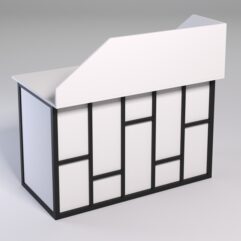 Стол однотумбовый офисный С-06А (левосторонний) с экраном СТРОНГ в стиле ЛОФТ декор №3, Белый