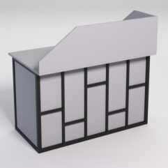 Стол однотумбовый офисный С-06А (левосторонний) с экраном СТРОНГ в стиле ЛОФТ декор №3, Серый