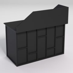 Стол однотумбовый офисный С-06А (левосторонний) с экраном СТРОНГ в стиле ЛОФТ декор №3, Черный