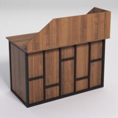 Стол однотумбовый офисный С-06А (левосторонний) с экраном СТРОНГ в стиле ЛОФТ декор №3, Орех