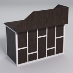 Стол однотумбовый офисный С-06А (левосторонний) с экраном СТРОНГ в стиле ЛОФТ декор №3, Дуб Венге + металлический каркас Белый