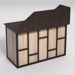 Стол однотумбовый офисный С-06А (левосторонний) с экраном СТРОНГ в стиле ЛОФТ декор №3, Дуб Венге и Дуб Сонома