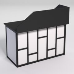 Стол однотумбовый офисный С-06А (левосторонний) с экраном СТРОНГ в стиле ЛОФТ декор №3, Черный и Белый