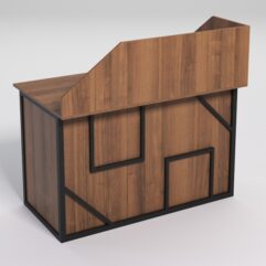 Стол однотумбовый офисный С-06А (левосторонний) с экраном СТРОНГ в стиле ЛОФТ декор №4, Орех