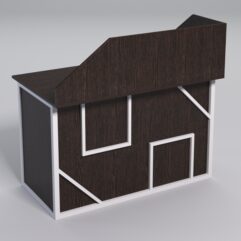 Стол однотумбовый офисный С-06А (левосторонний) с экраном СТРОНГ в стиле ЛОФТ декор №4, Дуб Венге + металлический каркас Белый