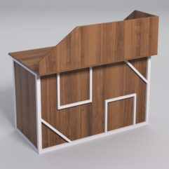 Стол однотумбовый офисный С-06А (левосторонний) с экраном СТРОНГ в стиле ЛОФТ декор №4, Орех + металлический каркас Белый