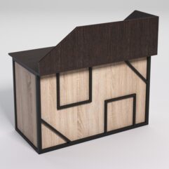 Стол однотумбовый офисный С-06А (левосторонний) с экраном СТРОНГ в стиле ЛОФТ декор №4, Дуб Венге и Дуб Сонома