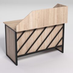 Стол однотумбовый офисный С-06 (правосторонний) с экраном СТРОНГ в стиле ЛОФТ декор №2, Дуб Сонома