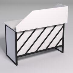 Стол однотумбовый офисный С-06 (правосторонний) с экраном СТРОНГ в стиле ЛОФТ декор №2, Белый