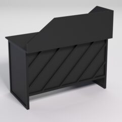 Стол однотумбовый офисный С-06 (правосторонний) с экраном СТРОНГ в стиле ЛОФТ декор №2, Черный